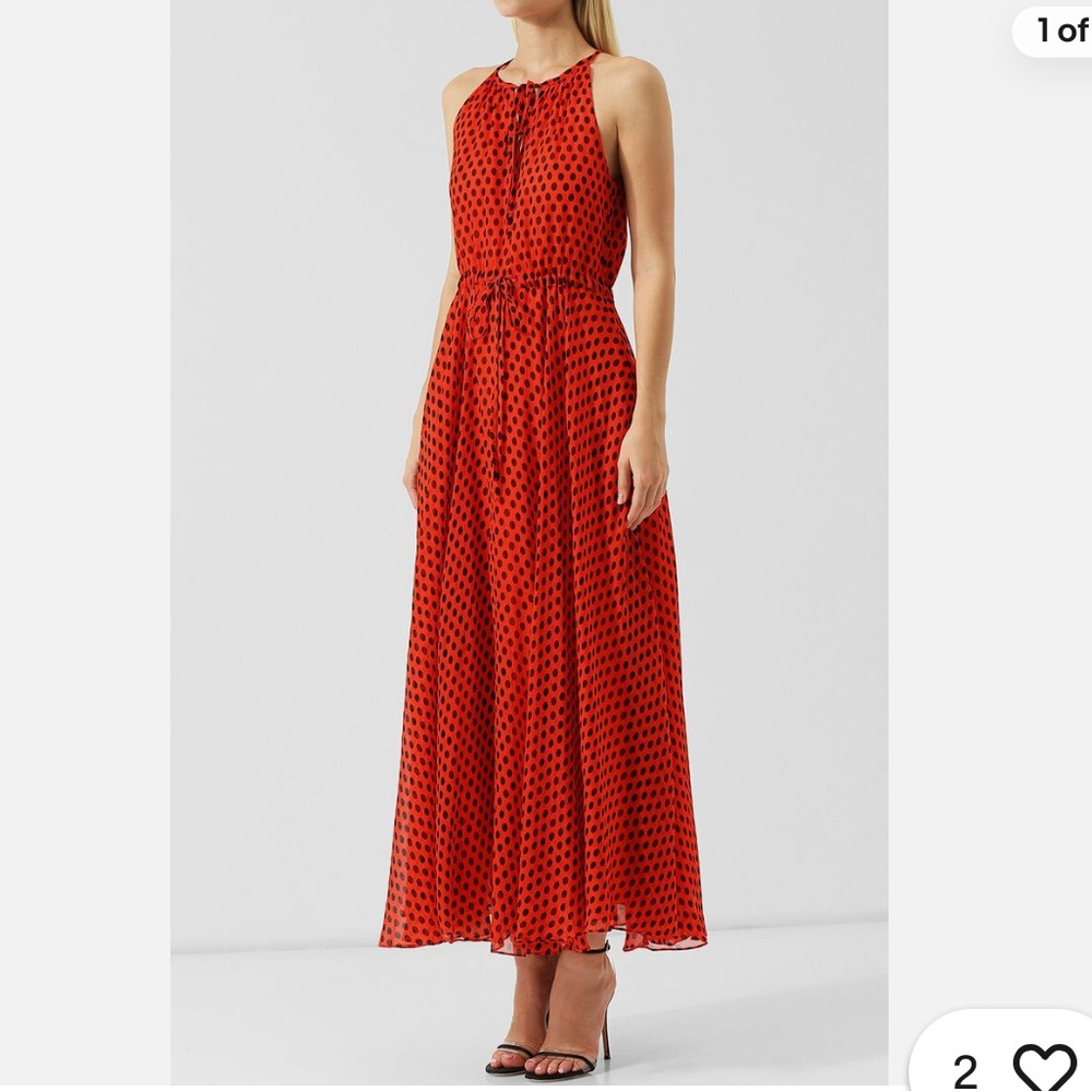 Diane von Furstenberg Polka Dot Crinkled Silk-Chiffon Maxi Dress